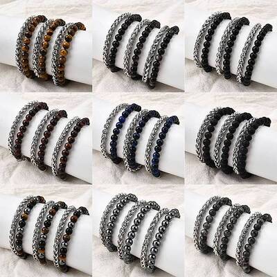 Natural Gemstone Round Beads Multi-strand Bracelets