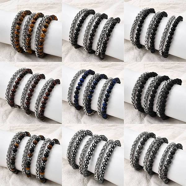 Natural Gemstone Round Beads Multi-strand Bracelets