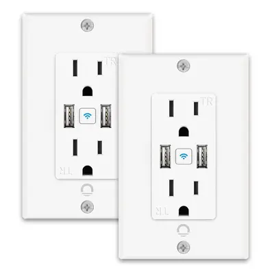 Lumary Smart Wi-Fi Outlet USB Fast Charger Smart Wall Socket 2PCS