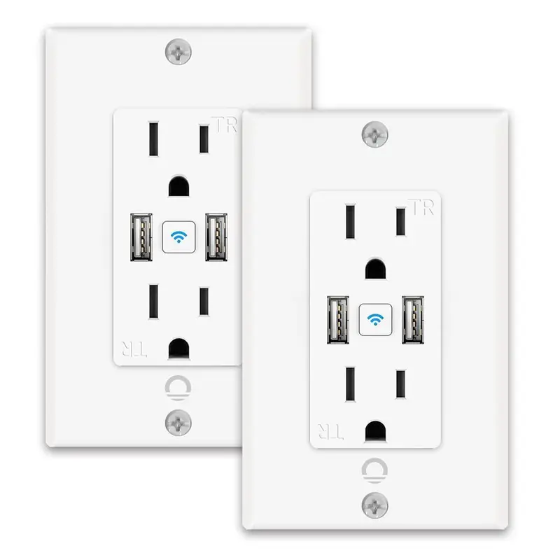 Lumary Smart Wi-Fi Outlet USB Fast Charger Smart Wall Socket 2PCS