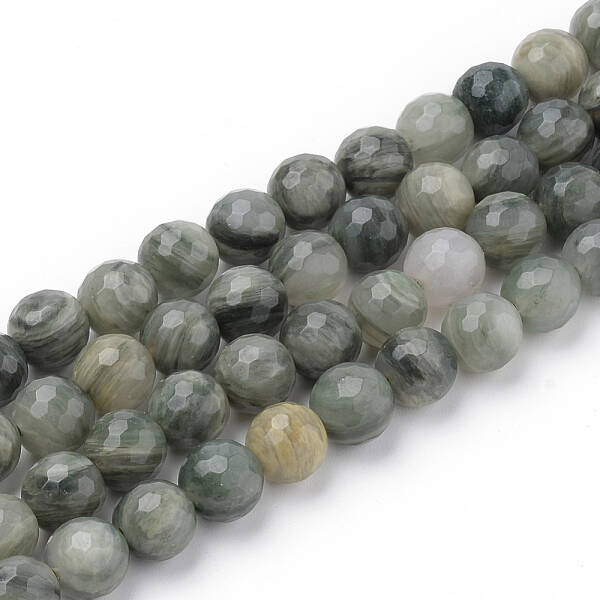 Natural Green Line Jasper Beads Strands