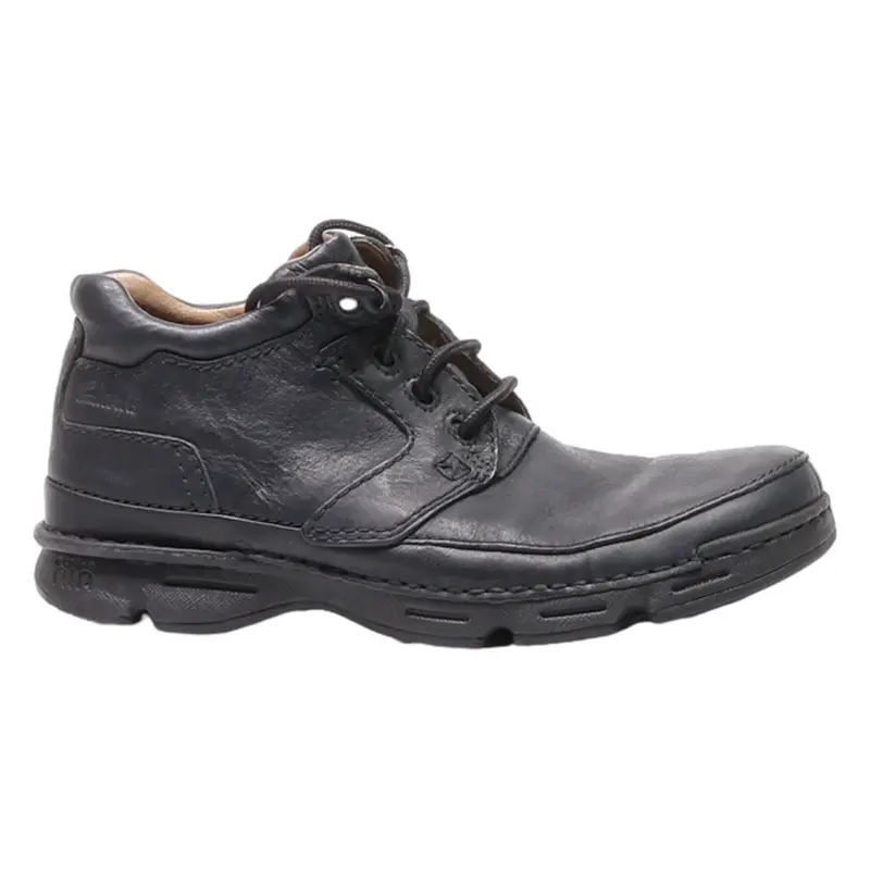 CLARKS Ankle Boots Black Leather Mens UK 8