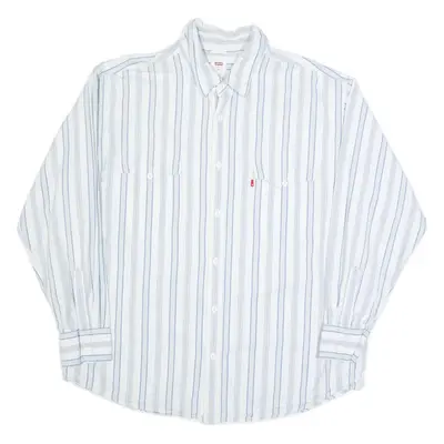 LEVI'S Oversized Mens Shirt White Striped Long Sleeve XL