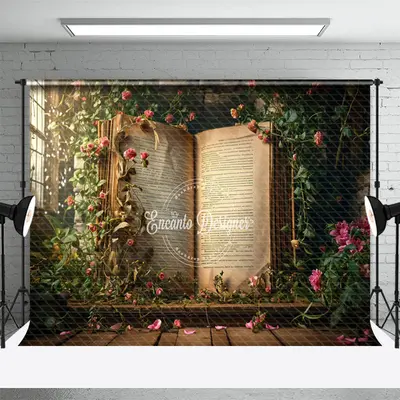 Spring Fantasy Window Flowers Book Photo Backdrop - Aperturee