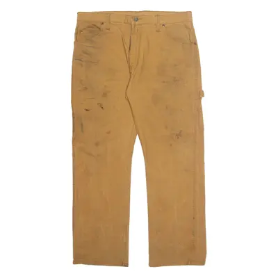 DICKIES Carpenter Cargo Mens Trousers Brown Regular Straight W34 L30