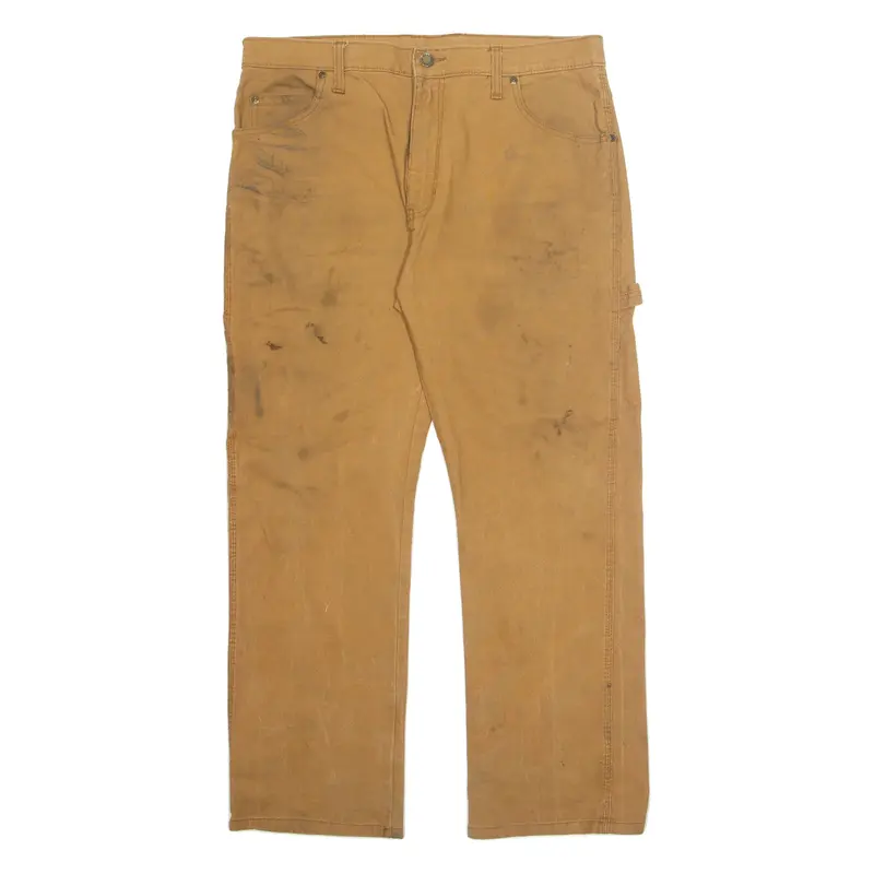 DICKIES Carpenter Cargo Mens Trousers Brown Regular Straight W34 L30