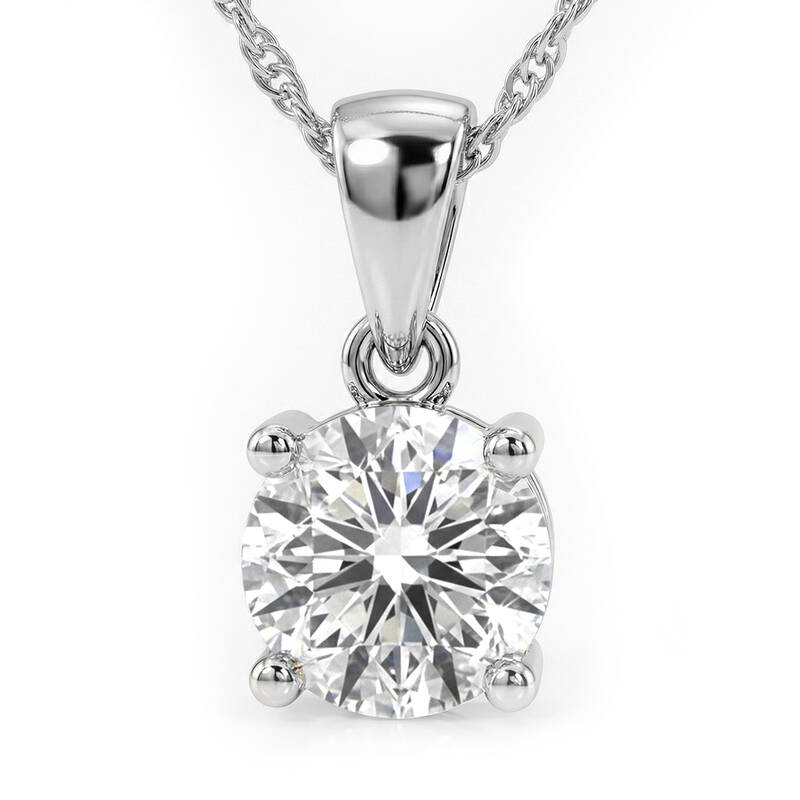 Lab Grown Four Prong GH SI DIamond Solitaire Necklace | 14K White Gold 1/3 ct. tw.