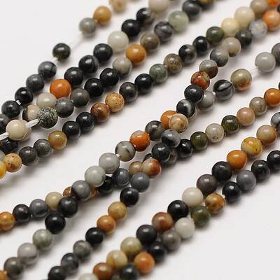 Natural Polychrome Jasper/Picasso Stone/Picasso Jasper Bead Strands