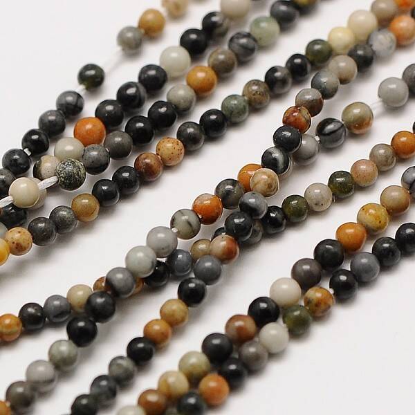 Natural Polychrome Jasper/Picasso Stone/Picasso Jasper Bead Strands