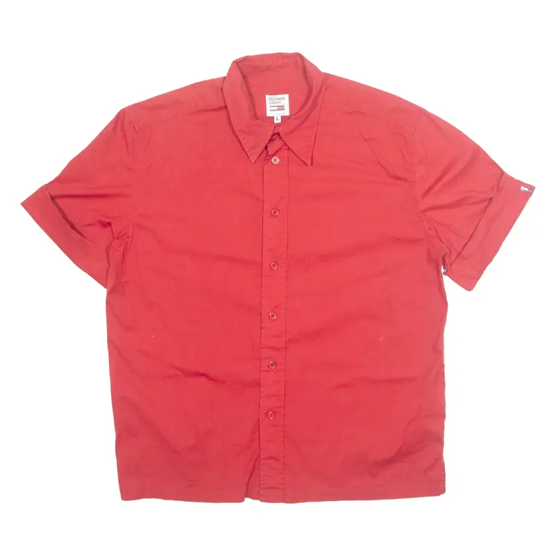 HILFIGER DENIM Mens Plain Shirt Red L