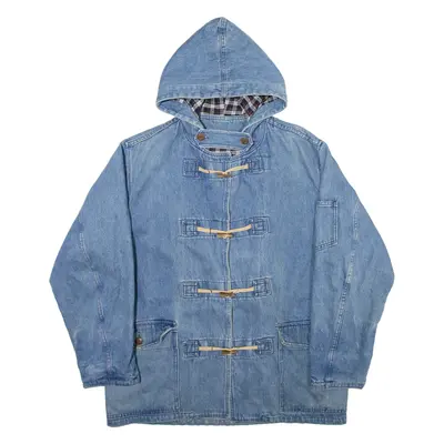 RIFLE Mens Duffle Coat Blue Hooded S