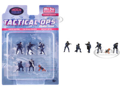 Tactical Ops Bravo Team 6 piece Diecast Figure Set (6 Figures) Limited Edition for 1/64 Scale Models by American Diorama