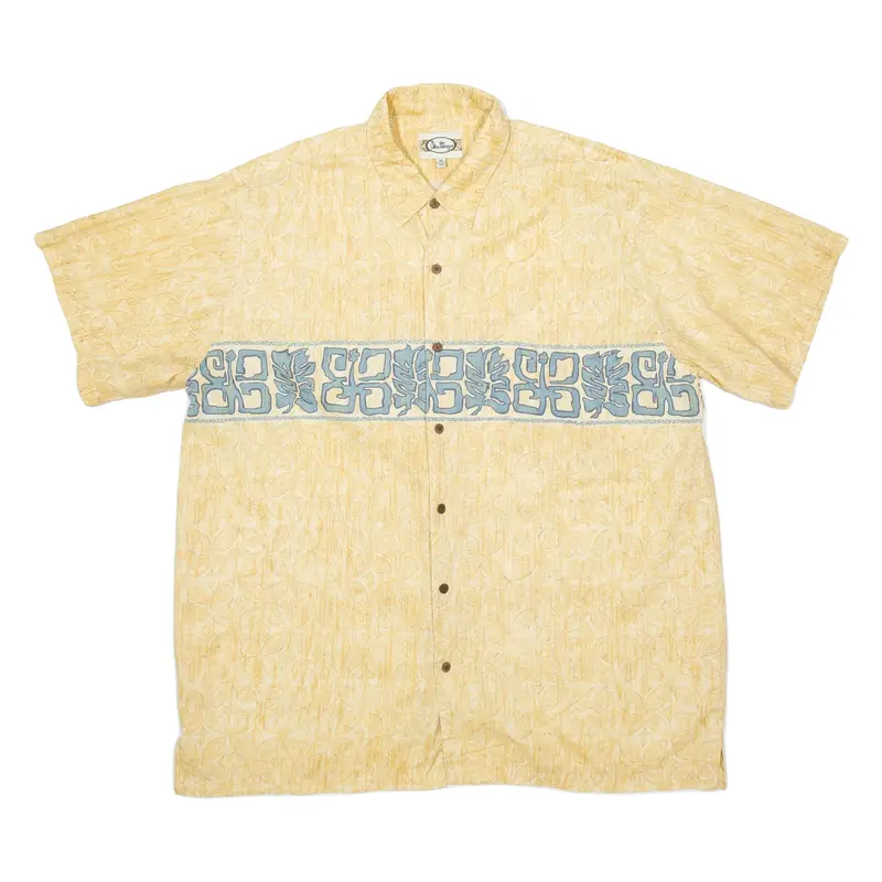 GO BAREFOOT Mens Hawaiian Shirt Yellow Crazy Pattern XL