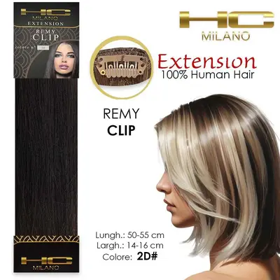 Hc milano natural hair 3 clips 1 strip remy width 14-16cm length 55cm color 2d