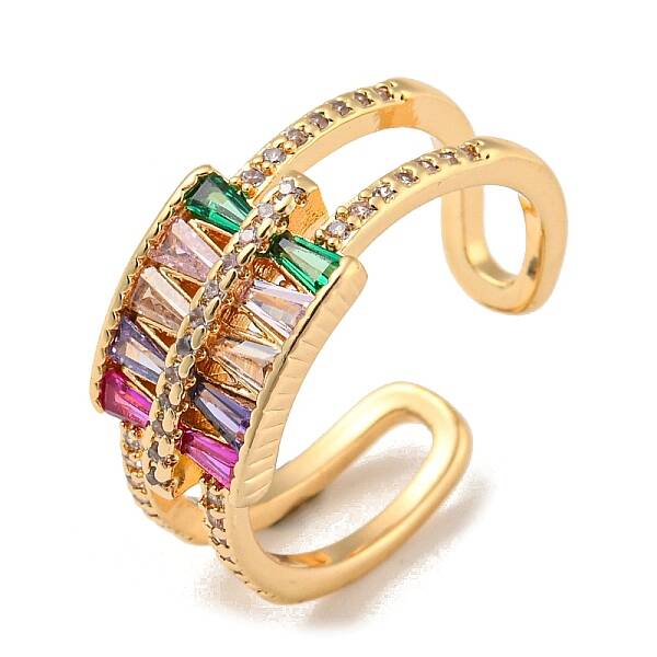 Brass with Cubic Zirconia Open Cuff Rings