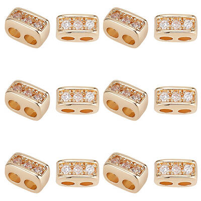 12Pcs Brass Pave Clear Cubic Zirconia Connector Charms