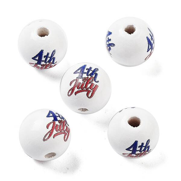 Independence Day Theme Wood European Beads