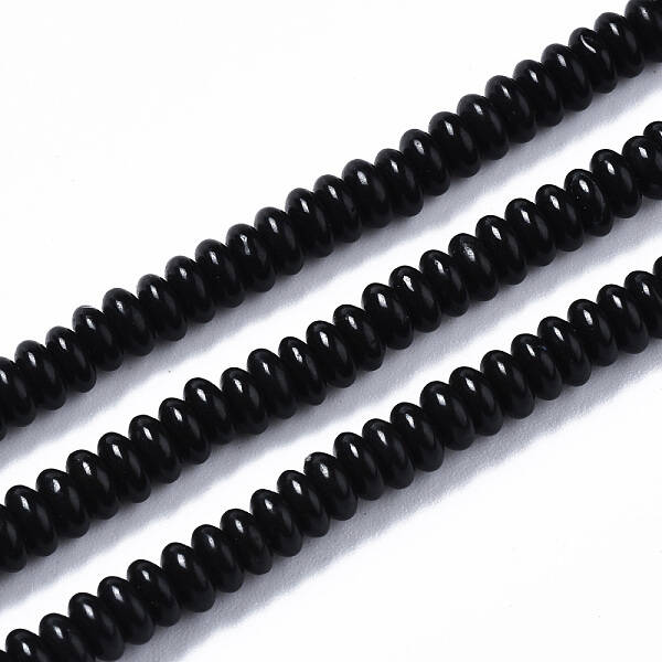 Natural Black Stone Beads Strands
