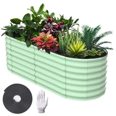 Garvee 6' X 3' X 2' Galvanized Raised Beds for Outdoor, Oval Raised Garden Bed with Open Base, Tool-Free Assembly Planter Rai...