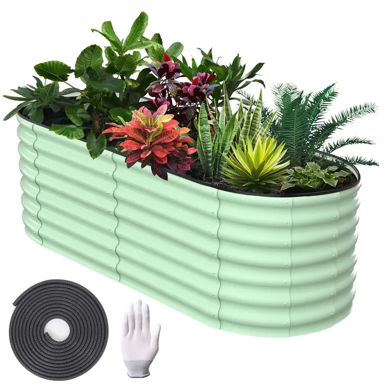 Garvee 6' X 3' X 2' Galvanized Raised Beds for Outdoor, Oval Raised Garden Bed with Open Base, Tool-Free Assembly Planter Rai...