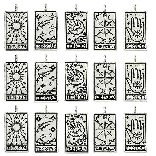 15Pcs 5 Styles Tibetan Style Alloy Pendants