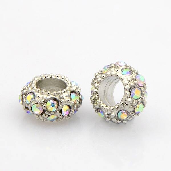 Platinum Plated Alloy Grade A Rhinestone European Beads