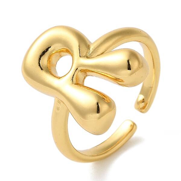 Initials Brass Open Cuff Ring for Women