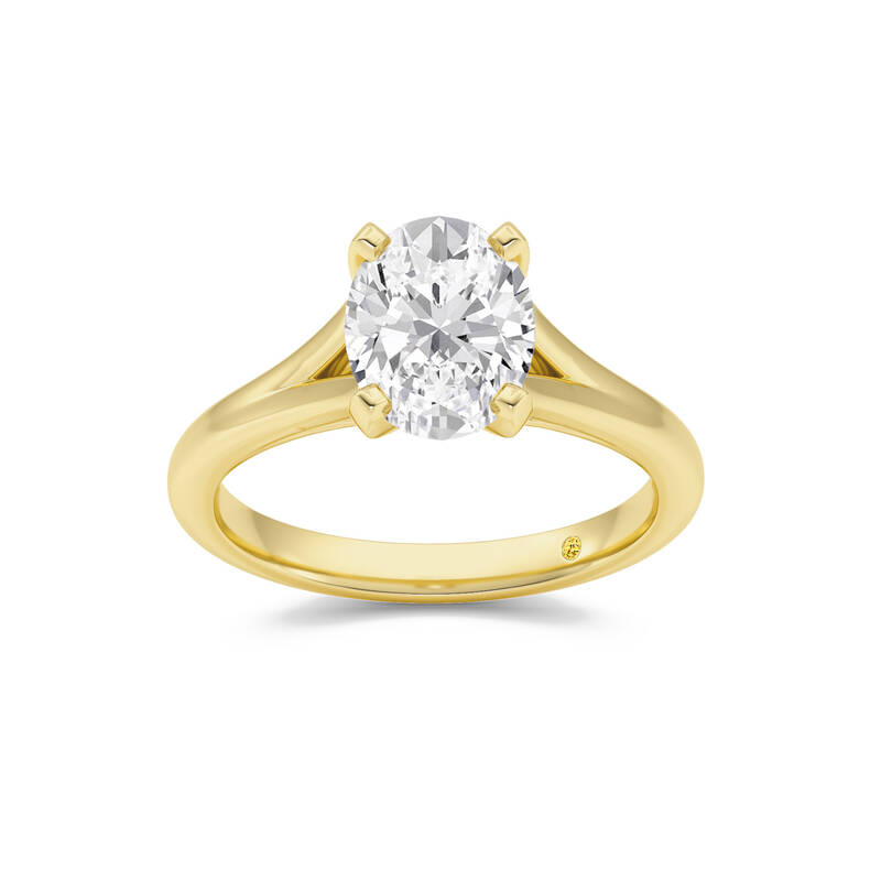 Luxen Split Shank Oval Lab Grown Diamond Solitaire Ring | 14K Yellow Gold 3 CT. TW.