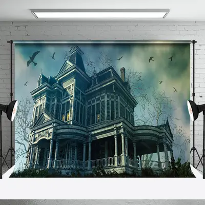 Vintage Abandoned Villa Bird Halloween Backdrop - Aperturee