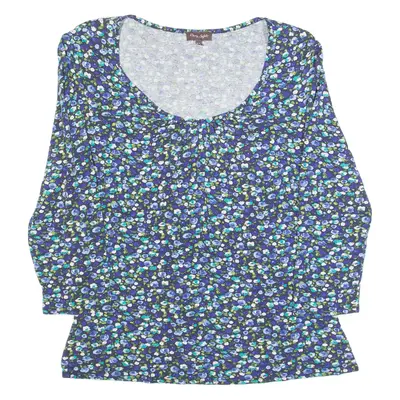 PHASE EIGHT Womens Printed Top Blue 3/4 Sleeve Floral UK 12
