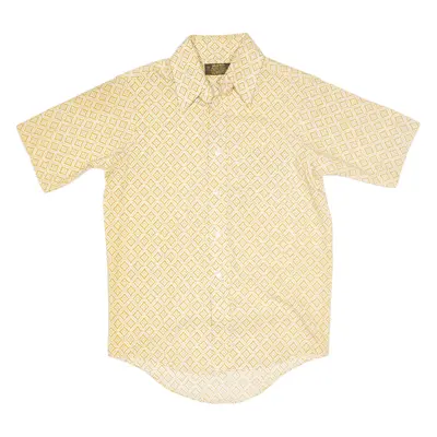 THE PUT ON SHOP Shirt Yellow Crazy Pattern Short Sleeve Mens S
