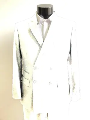 Four Button Double breasted Suit - White Slim Fi Suits Double Breasted Suit