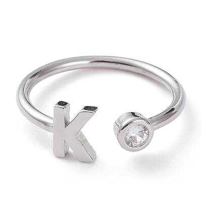 Brass Micro Pave Clear Cubic Zirconia Cuff Rings