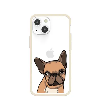 Clear Frenchie Portrait iPhone 13 Mini Case With London Fog Ridge