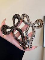 Leopard Bow Decor Hair Claw, Elegant Hair Accessories for Women & Girls, Minimalist Headwear Suitable for Hair, Hairstyles Id...