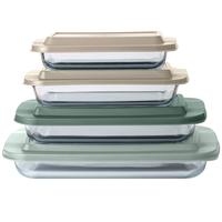 COOK WITH COLOR 8 PC. Glass Baking Dish Set with Lids - Deep Casserole Dish, Glass Food Container, Oven, Freezer and Microwav...