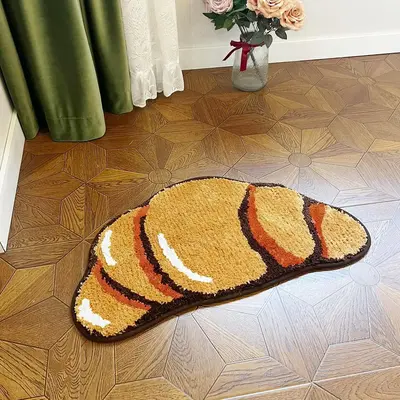 Croissant Shaped Non-slip Rug, 1 Count Water Absorbant Rug for Bathroom, Kitchen, Bedroom, Kids' Room
