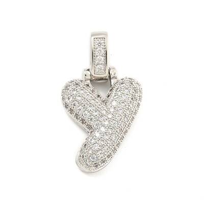 Brass Micro Pave Clear Cubic Zirconia Pendants