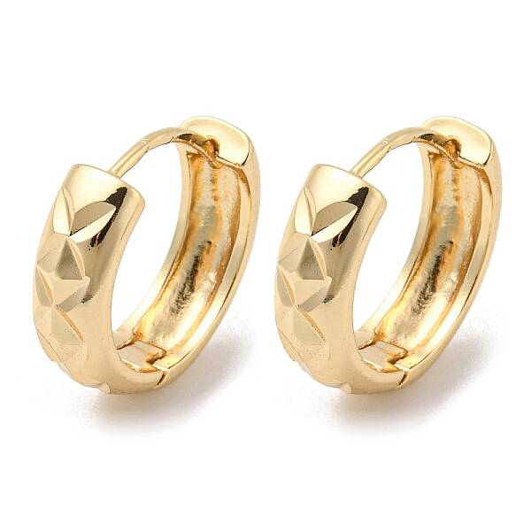 Brass Grooved Hoop Earrings