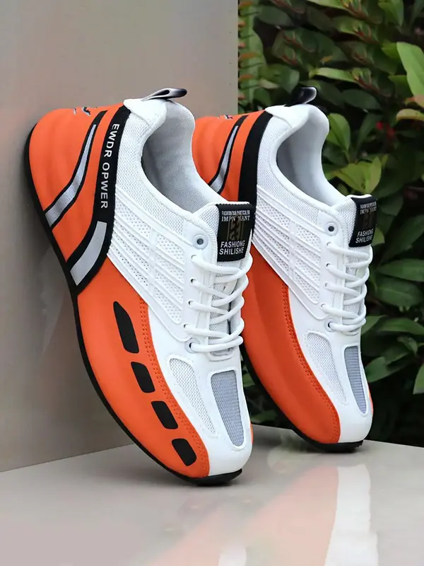 Men's Sporty Striped Pattern Low Top Sneakers, Casual Non Slip Comfortable Breathable Running Shoes, Pu Leather Sneakers for ...