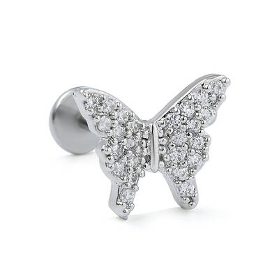 Stainless Steel Micro Pave Clear Cubic Zirconia Cartilage Earrings for Women Men