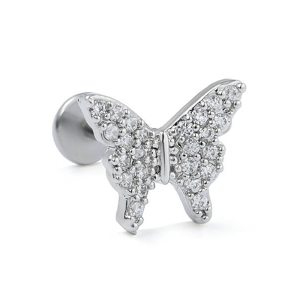 Stainless Steel Micro Pave Clear Cubic Zirconia Cartilage Earrings for Women Men