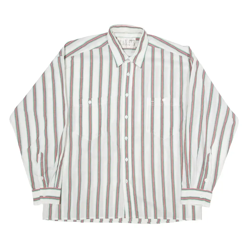 Paolo Paletti Mens Shirt White Striped Long Sleeve L
