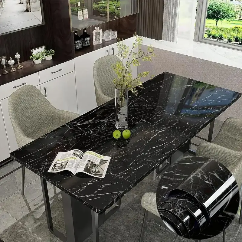 Imitation Marble Pattern Peel and Stick Wallpaper, 1 Count Easy To Clean & Waterproof Wallpaper, Self-adhesive Wall Trim for ...