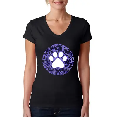 Gandhi's Quote on Animal Treatment - Women's Word Art V-Neck T-Shirt - Black - Large