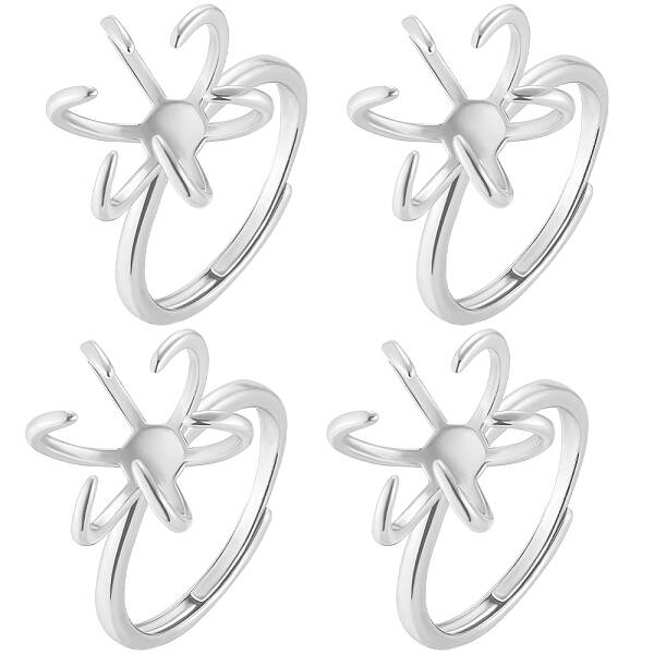 4Pcs Brass Adjustable Ring Findings