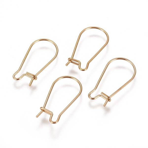 Ion Plating(IP) 304 Stainless Steel Hoop Earrings Findings Kidney Ear Wires