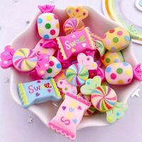 Candy Shaped Resin Cabochon, Mini Cute Candy Flat Back Cabochon, Miniatures Figurines, DIY Jewelry Making Accessories for S...