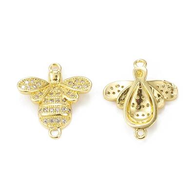 Brass Micro Pave Cubic Zirconia Connector Charms