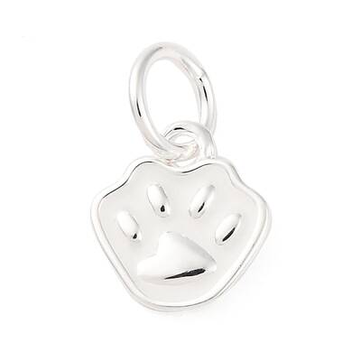 925 Sterling Silver White Enamel Paw Print Charms